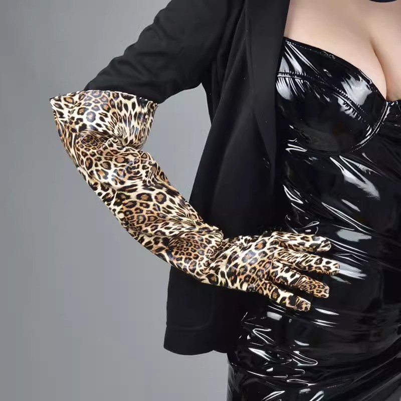 Formal Glove Leather - Guanto Lungo in Pelle PU Leopardata