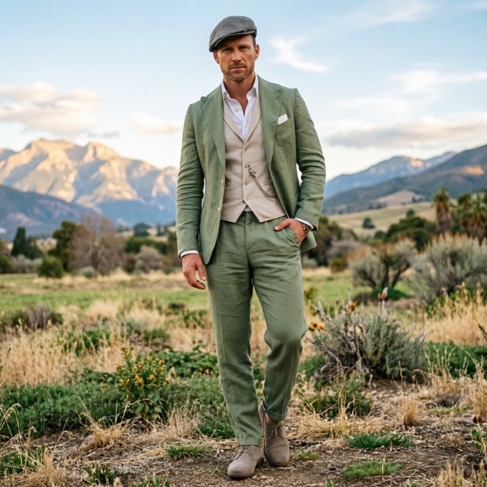 Completo da uomo in lino verde - Men Formal Party Wear Outfit recensione e prezzo